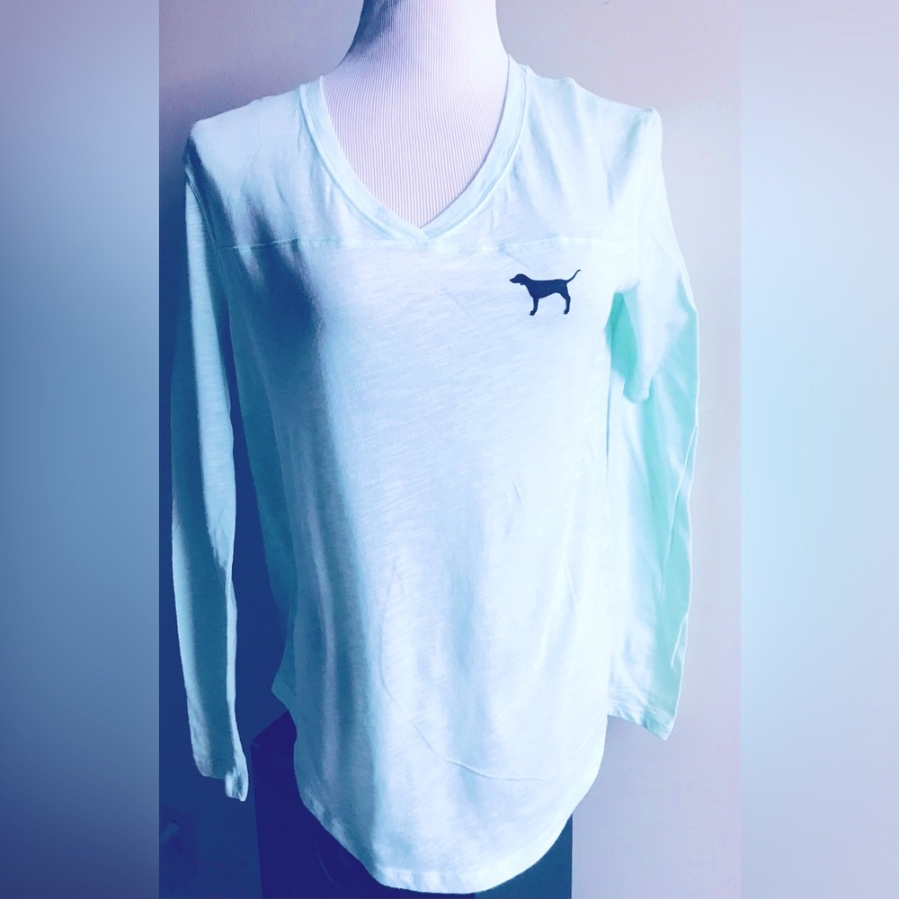 PINK Victoria's Secret Turquoise blue long sleeve Top Sm